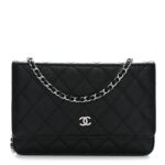 Caviar Quilted Wallet on Chain WOC Black