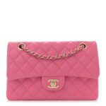 Caviar Quilted Small Double Flap Pink
