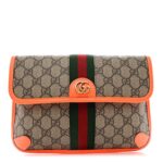 GG Supreme Monogram Web Small Ophidia Belt Bag Beige Ebony Orange Fluo