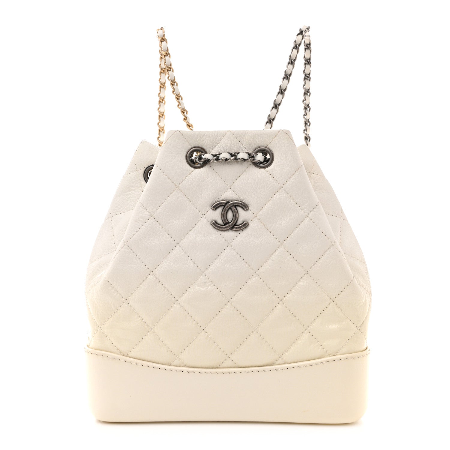 b05a8115172e985970326f873c76b4d2.jpg Patent Goatskin Quilted Small Gabrielle Backpack White - 图片 1