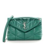 Lambskin Quilted Small Loulou Puffer Monogram Chain Satchel Green Field