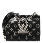 Snakeskin Monogram Twist Shoulder Bag PM Black