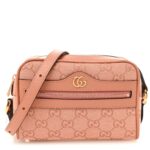 Monogram Textured Dollar Calfskin Mini Ophidia Shoulder Bag Cloche Rose Pink