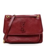 Lambskin Matelasse Monogram Medium Niki Chain Satchel Rouge Legion