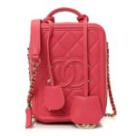 Caviar Quilted CC North South Filigree Vanity Case Pink