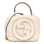 Sakai Be Green Calfskin Diagonal Stitched Blondie Top Handle Bag Mystic White