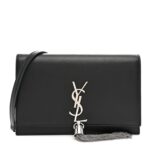 Smooth Calfskin Classic Monogram Kate Tassel Chain Wallet Black
