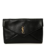 Grained Lambskin Cassandre Envelope Pouch Black