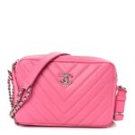 Lambskin Chevron Quilted Small Promenade Camera Case Pink