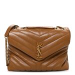 Calfskin Y Quilted Monogram Medium Loulou Chain Satchel Dark Natural