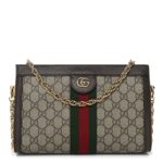 GG Supreme Monogram Web Small Ophidia Chain Shoulder Bag Brown
