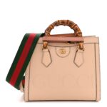 Calfskin Gucci Embossed Small Diana Tote Bag Pink