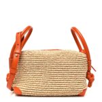 Raffia Calfskin Small Loop Top Handle Natural Burned Orange