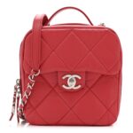 Aged Calfskin Quilted Top Handle Camera Case Red
