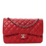 Caviar Quilted Jumbo Double Flap Dark Red