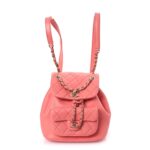Lambskin Quilted Small Duma Drawstring Backpack Pink