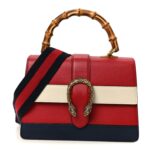 Calfskin Bamboo Web Medium Dionysus Top Handle Bag Red White Blue