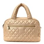 Metallic Lambskin Quilted Coco Cocoon Bowler Light Gold