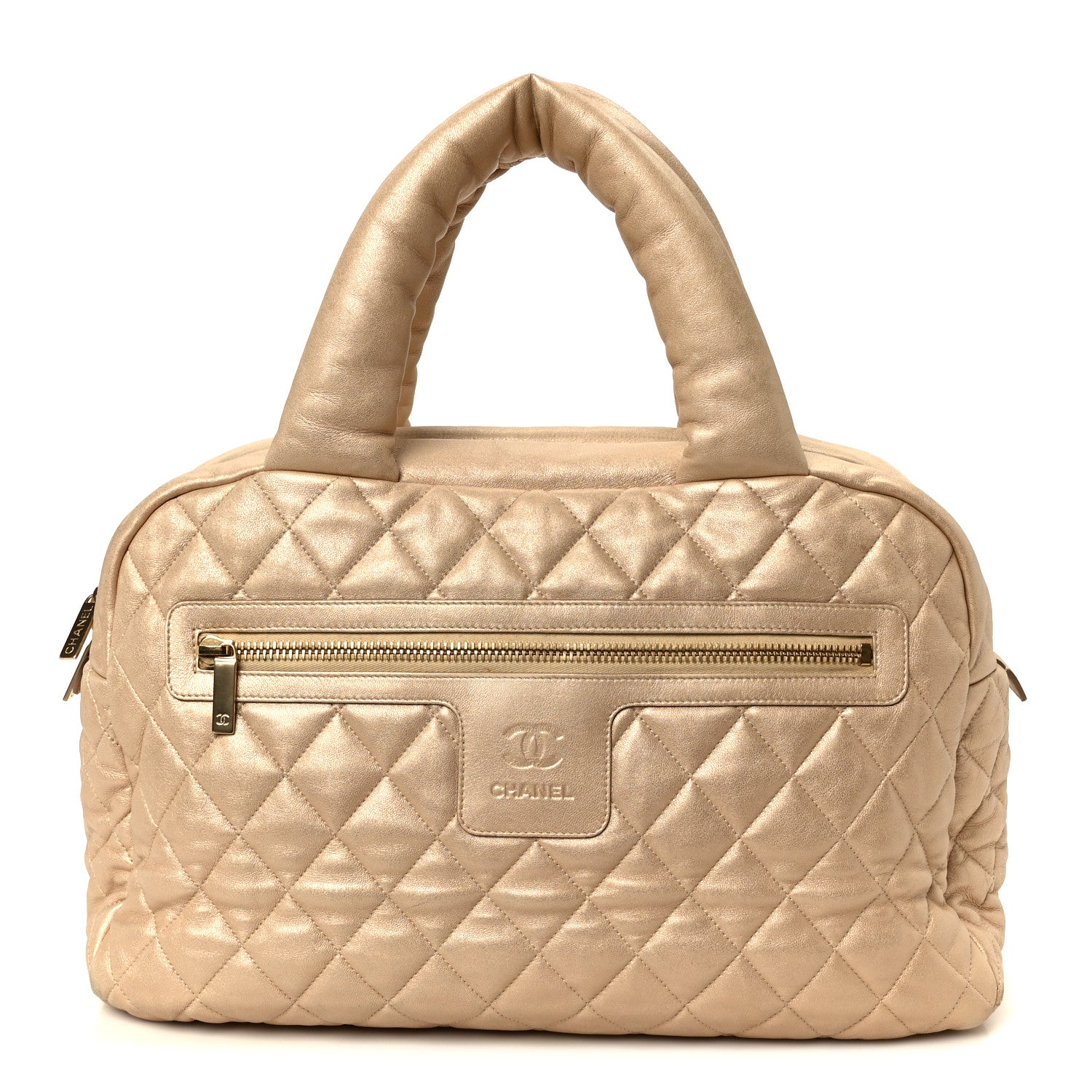c7f21fd37b5079bf766885ba11b5139f.jpg Metallic Lambskin Quilted Coco Cocoon Bowler Light Gold - Image 1