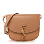 Smooth Vintage Calfskin Small Kaia Satchel Brown Gold