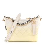 Patent Goatskin Quilted Small Gabrielle Hobo White
