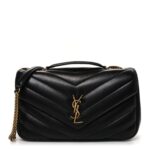 Lambskin Chevron Quilted Medium Loulou Black