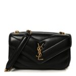 Lambskin Chevron Quilted Mini Loulou Black