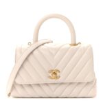 Calfskin Chevron Quilted Mini Coco Handle Flap Rose Pale