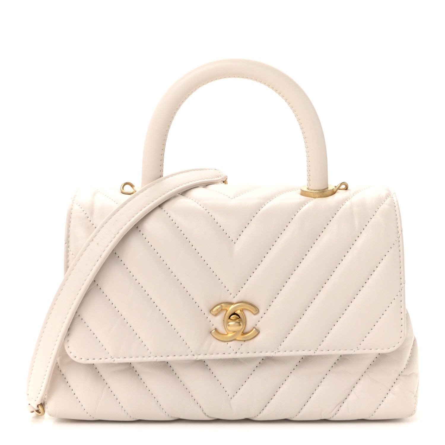d4649902ec6247ffe48dc9721a094552.jpg Calfskin Chevron Quilted Mini Coco Handle Flap Rose Pale - 图片 1