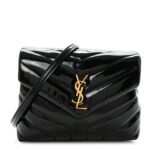 Patent Y Quilted Monogram Toy Loulou Crossbody Bag Black
