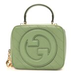 Sakai Be Green Calfskin Diagonal Stitched Small Blondie Shoulder Bag Light Green