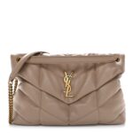 Lambskin Quilted Medium Loulou Puffer Monogram Chain Satchel Dark Beige