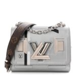 Calfskin Monogram Spaceship Embossed Twist Shoulder Bag PM Argent