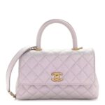 Metallic Caviar Quilted Mini Coco Handle Flap Light Pink