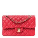 Caviar Quilted Small Double Flap Dark Pink