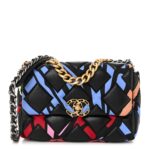 Lambskin Printed Fabric Medium Chanel 19 Flap Black Multicolor