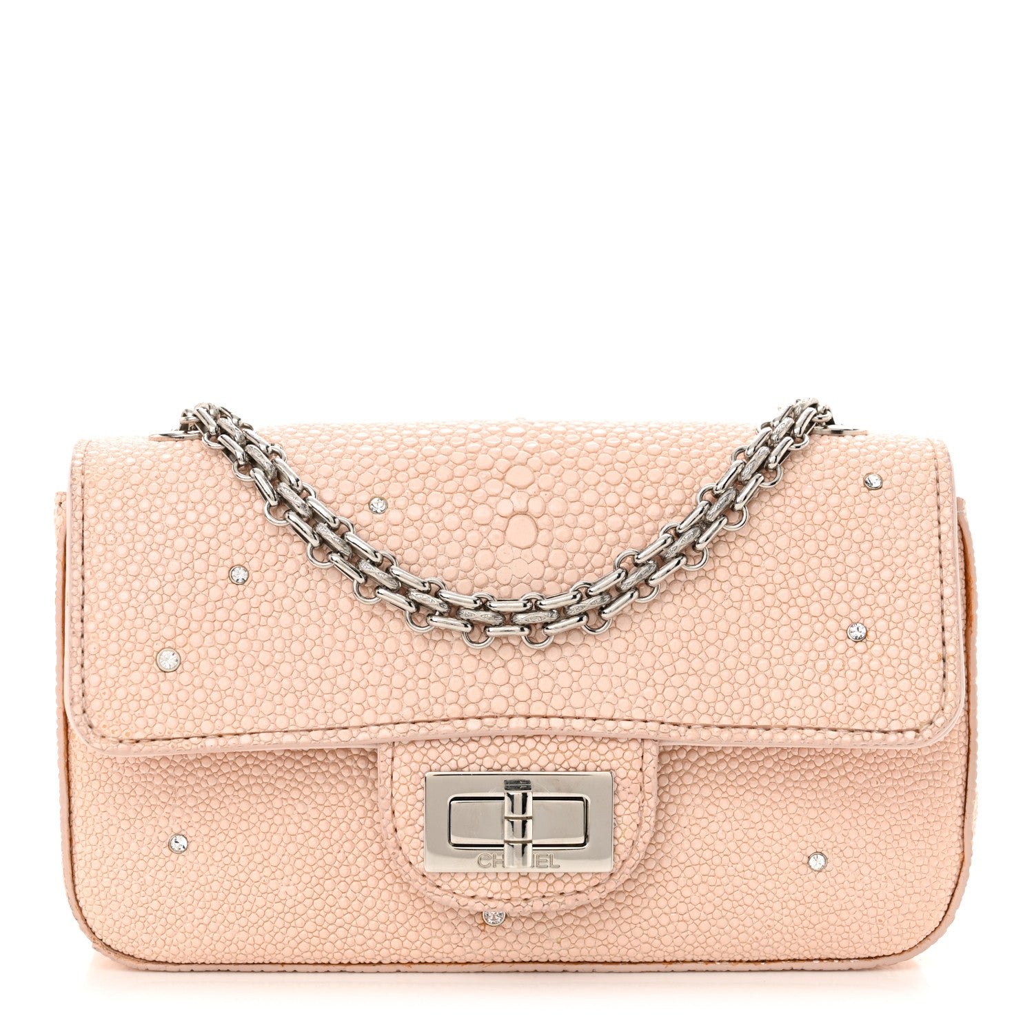 Galuchat Stingray Crystal Embellished 2.55 Reissue Mini Flap Light Pink