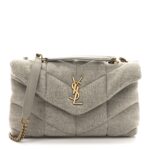 Jersey Quilted Toy Loulou Puffer Monogram Chain Satchel Chalk Beige