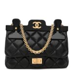 Aged Calfskin Quilted 2.55 Reissue Mini Hanger Flap Black
