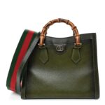 Textured Dollar Calfskin Web Small Diana Tote Bag Green Ombre