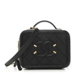 Caviar Quilted Small CC Filigree Vanity Case Black