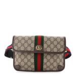 GG Supreme Monogram Web Small Ophidia Belt Bag Brown