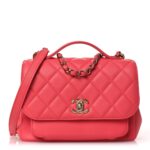 Caviar Quilted Small Business Affinity Flap Dark Pink