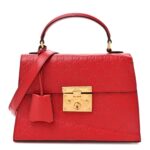 Guccissima Signature Small Padlock Top Handle Bag Hibiscus Red