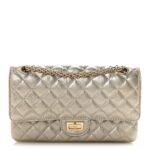 Metallic Aged Calfskin Quilted 2.55 Reissue 225 Flap Pale Gold