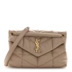 Lambskin Quilted Small Loulou Puffer Monogram Chain Satchel Dark Beige