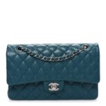 Caviar Quilted Medium Double Flap Dark Turquoise