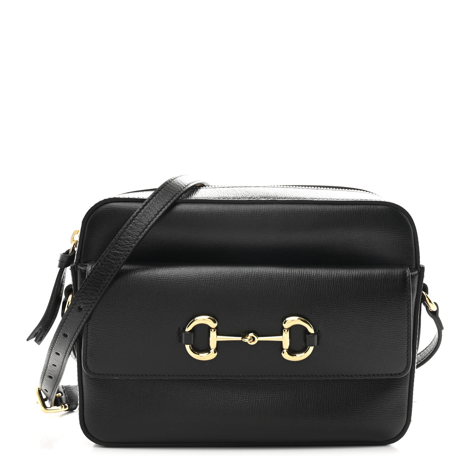Textured Calfskin Small Horsebit 1955 Shoulder Bag Black