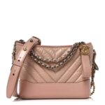 Aged Calfskin Chevron Quilted Small Gabrielle Hobo Pink