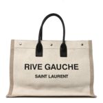 Linen Calfskin Rive Gauche Tote Greggio Natural